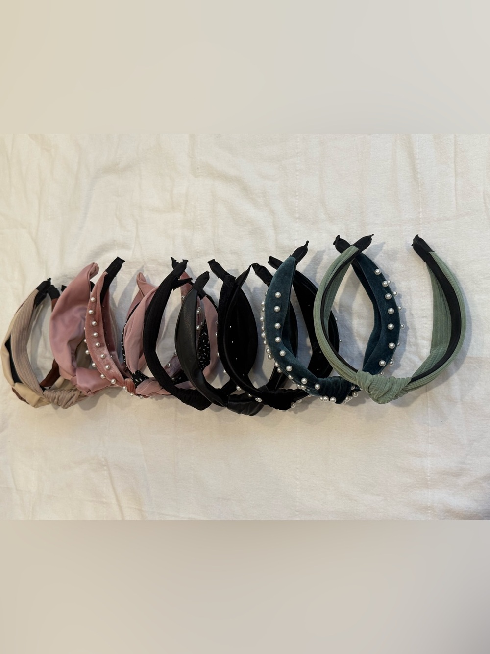 11pc Women’s Headband Bundle Pearl Faux Leather Satin Knotted Hair Accessories